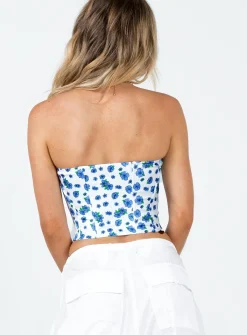 Princess Polly In The Moment Strapless Top White / Blue Store