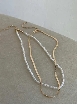 Princess Polly In The Zone Necklace Set/ White   Gold Cheap