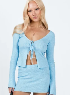 Princess Polly Indias Long Sleeve Top  Blue Cheap