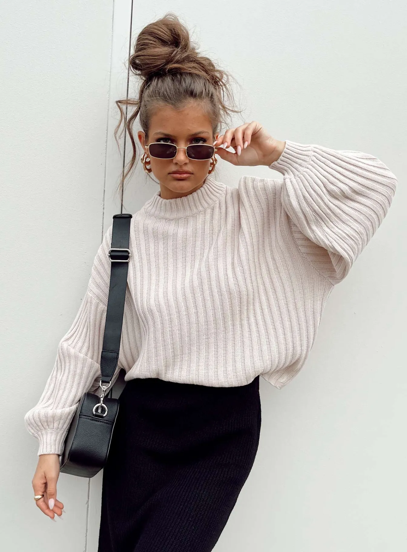Princess Polly Innerbloom Oversized Sweater Beige Fashion