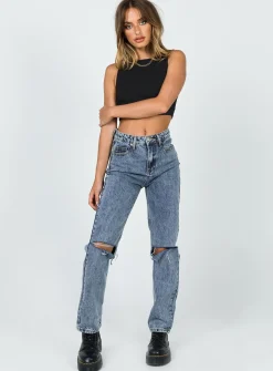 Princess Polly Intentions Straight Leg Knee Ripjean Eco Denim Discount