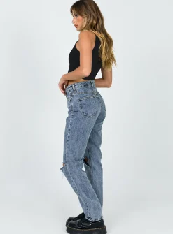 Princess Polly Intentions Straight Leg Knee Ripjean Eco Denim Discount