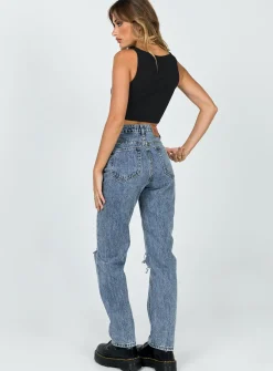 Princess Polly Intentions Straight Leg Knee Ripjean Eco Denim Discount