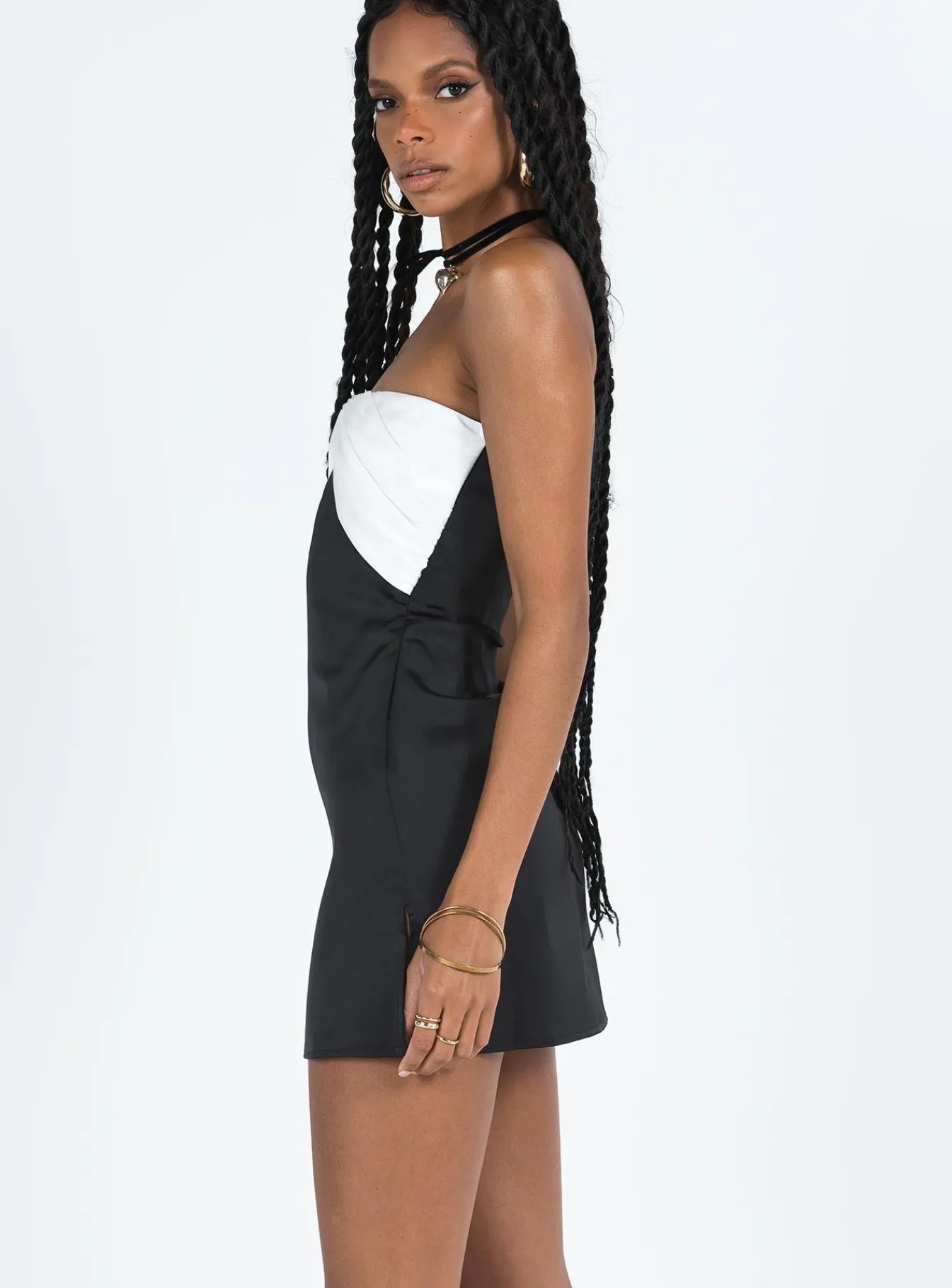 Princess Polly Irena Strapless Mini Dress Black / White Store