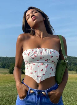 Princess Polly Ivy Bustier   White Floral Best Sale