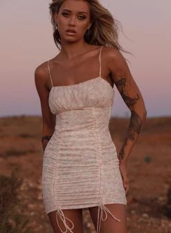 Princess Polly Ivy Hollow Mini Dress White/   Pink Sale