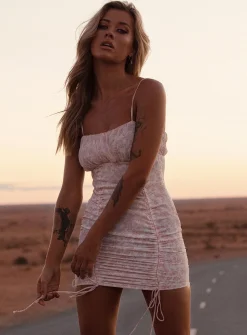 Princess Polly Ivy Hollow Mini Dress White/   Pink Sale