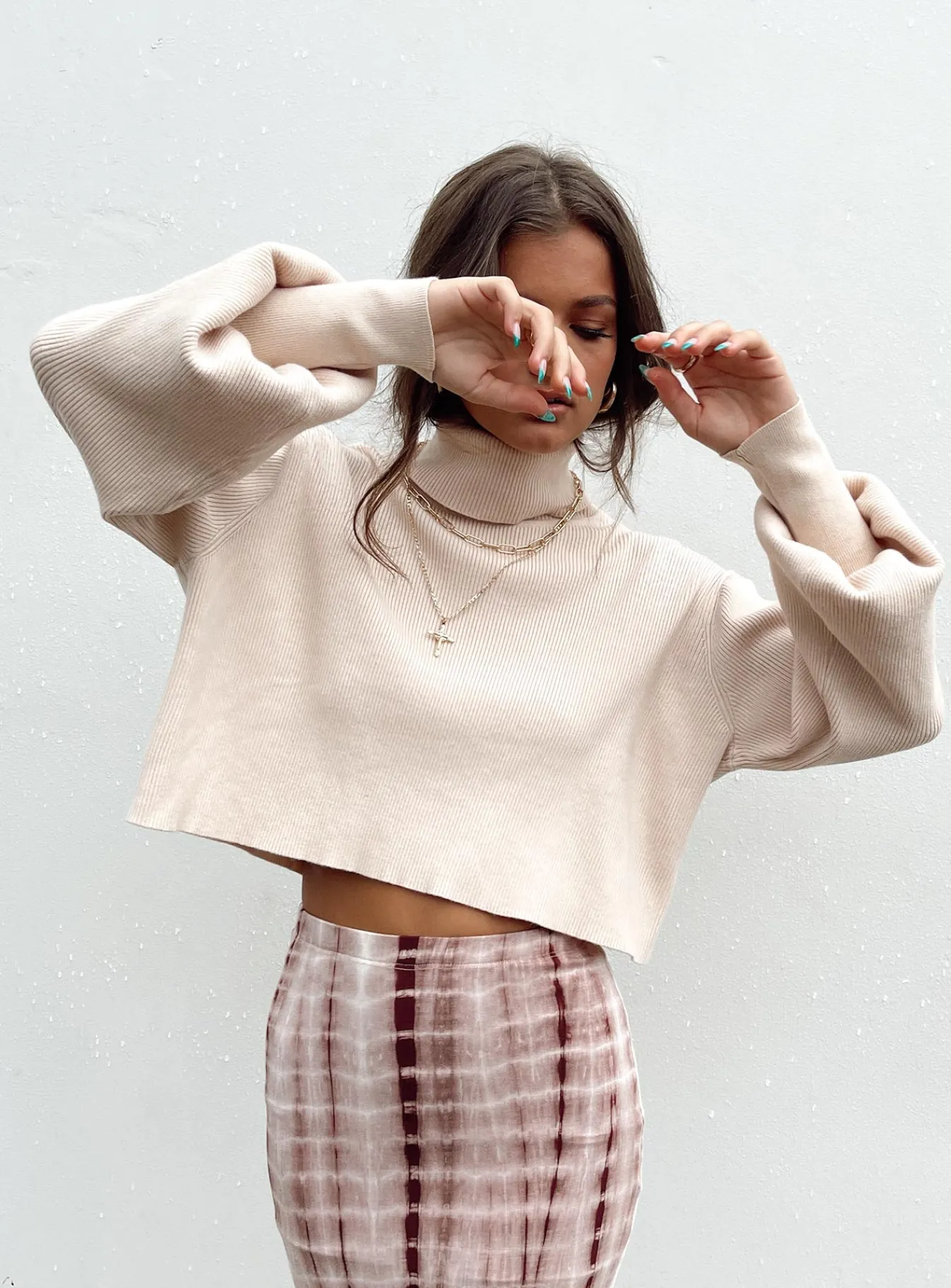 Princess Polly Izzy Turtleneck Sweater Cream Off White Discount