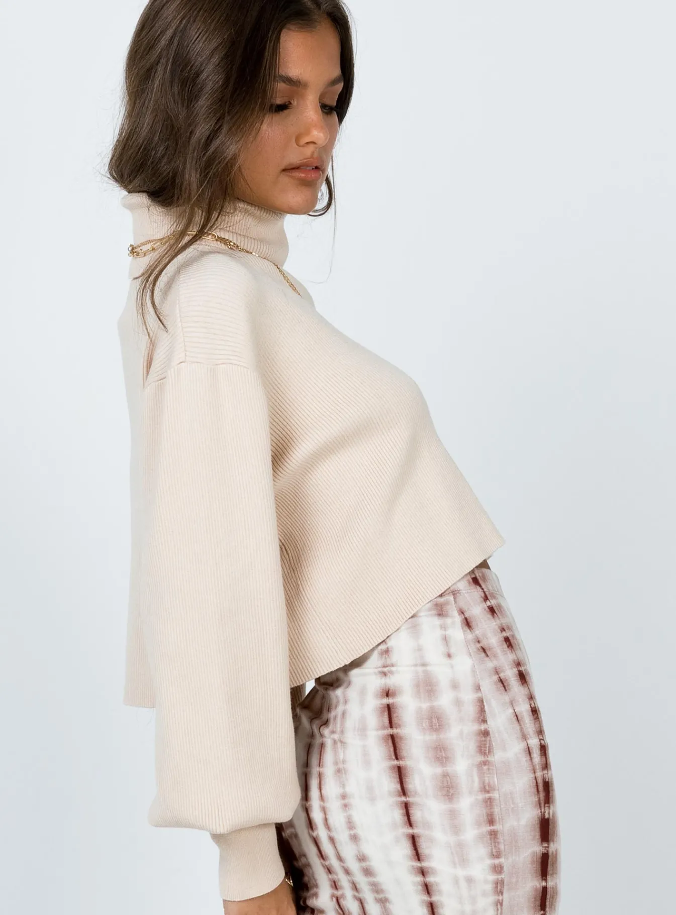 Princess Polly Izzy Turtleneck Sweater Cream Off White Discount