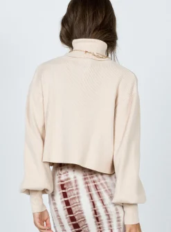 Princess Polly Izzy Turtleneck Sweater Cream Off White Discount