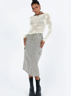 Princess Polly Jacko Midi Cargo Skirt Olive Green Best