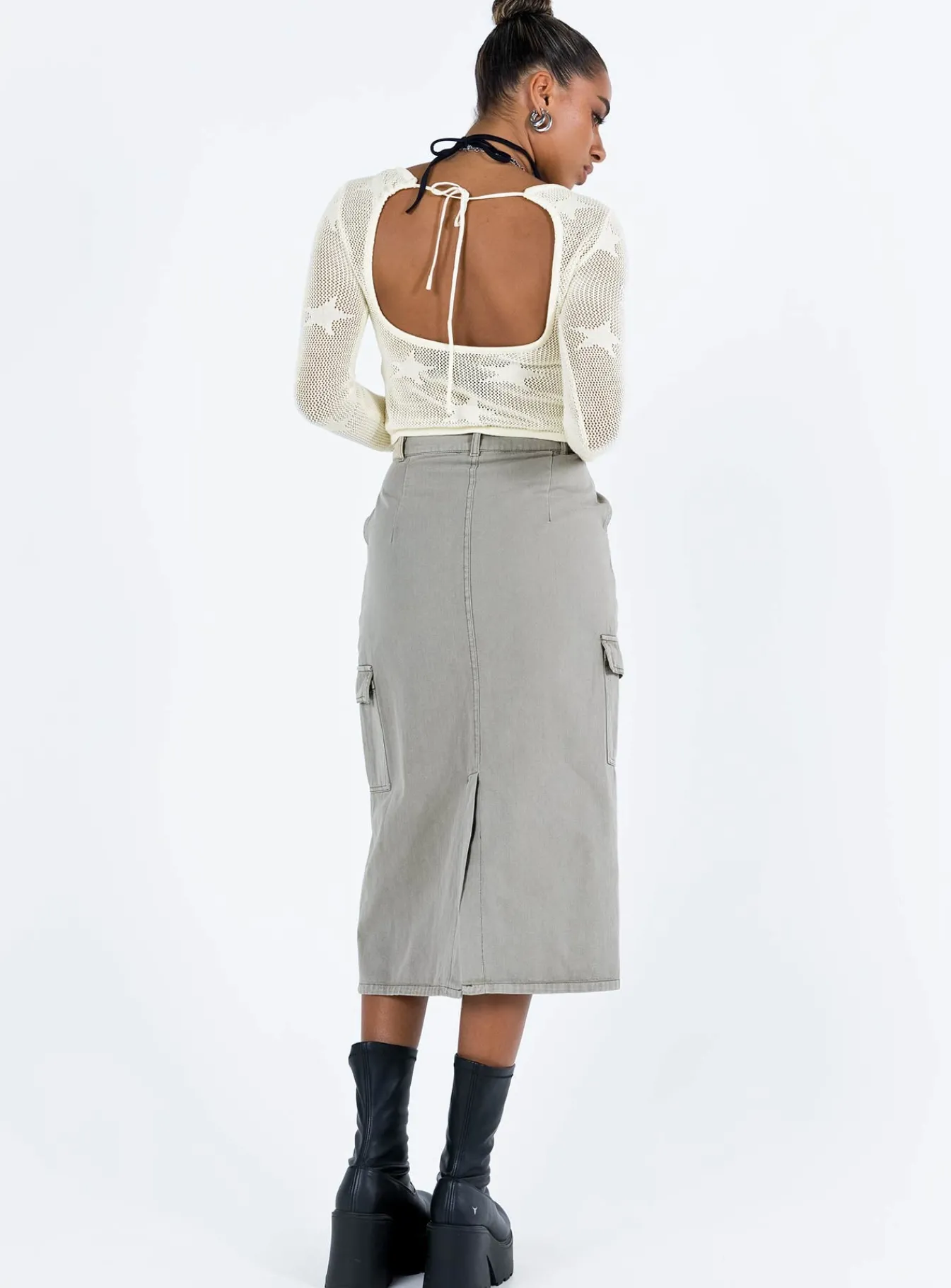 Princess Polly Jacko Midi Cargo Skirt Olive Green Best
