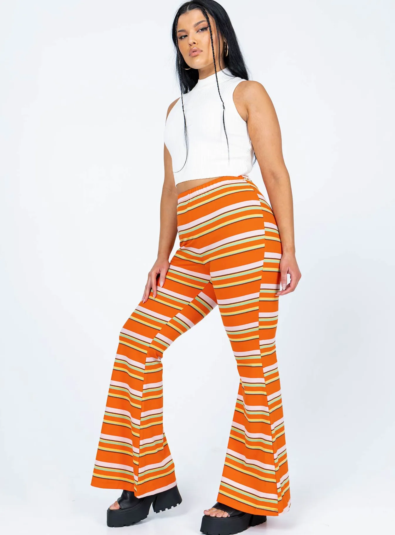 Princess Polly Jackson Knit Pants Orange Shop