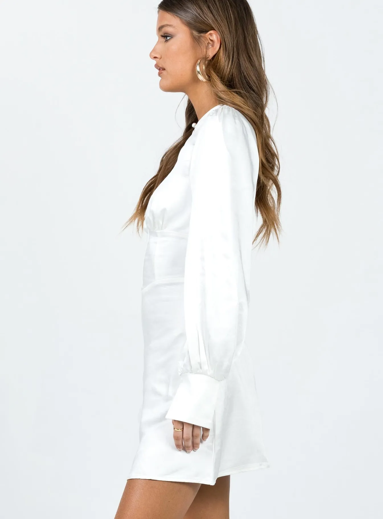 Princess Polly Jalene Satin Long Sleeve Mini Dress White Cheap
