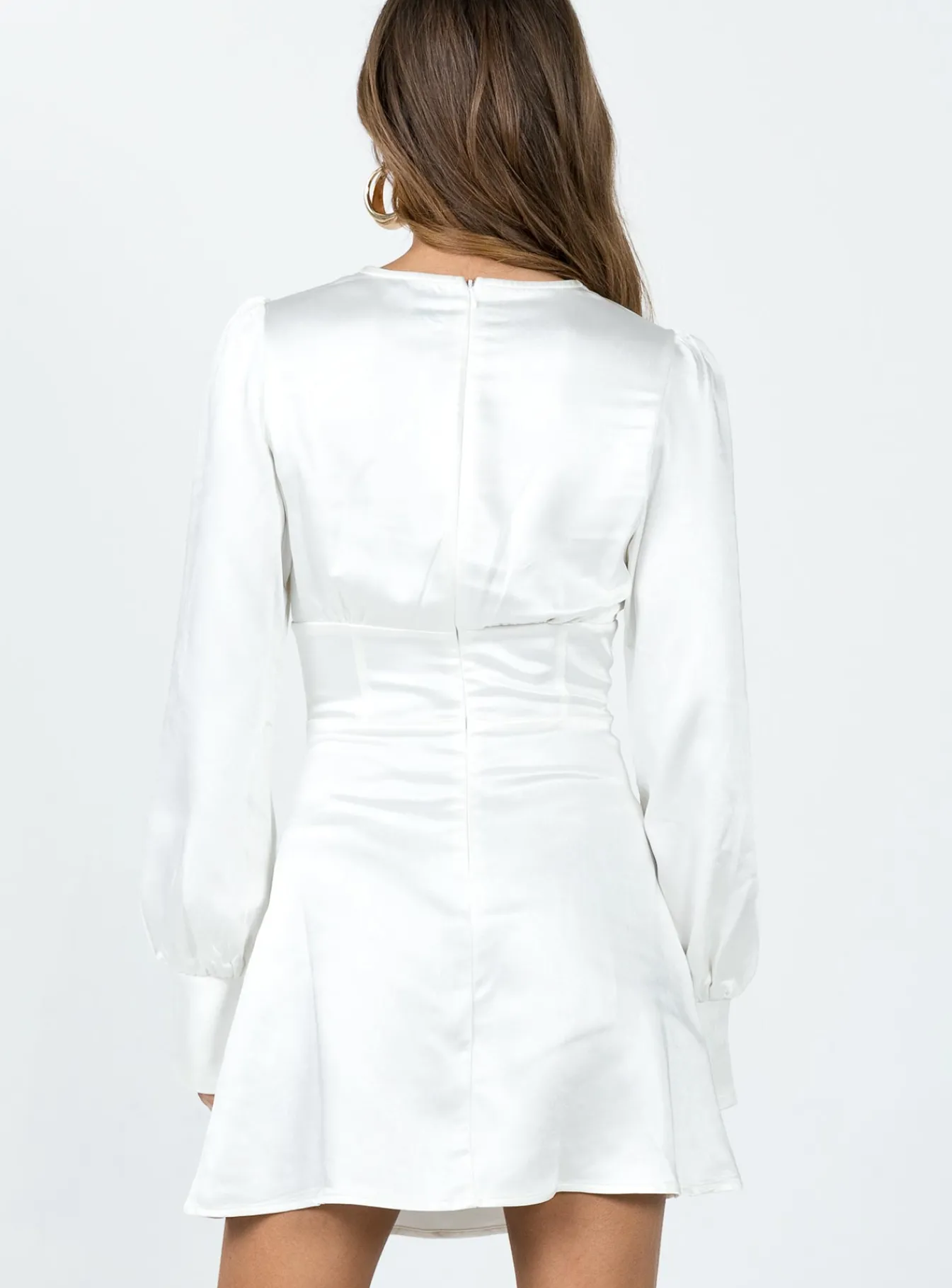 Princess Polly Jalene Satin Long Sleeve Mini Dress White Cheap