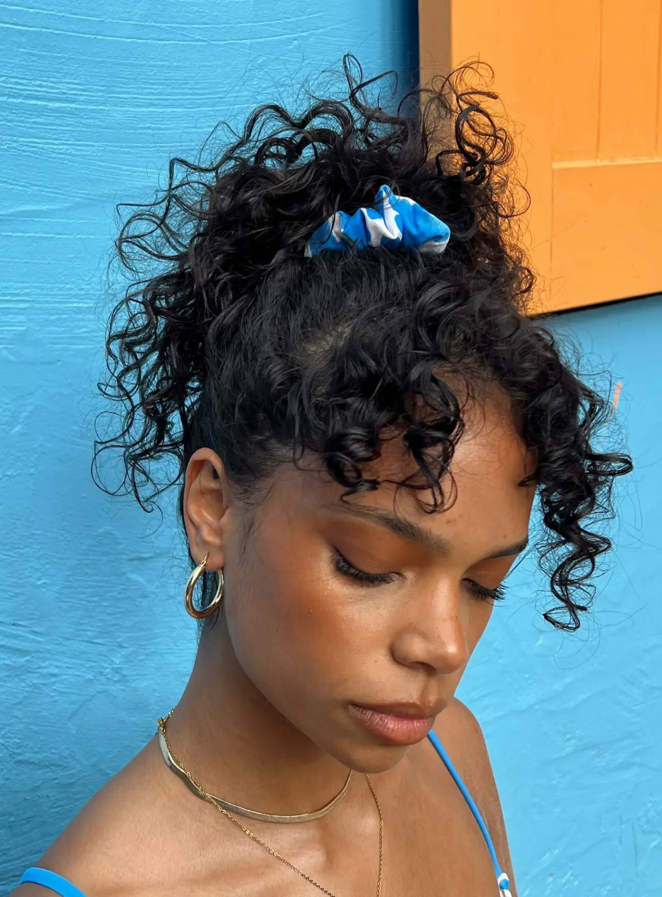 Princess Polly Janey Scrunchie/ White Blue Discount