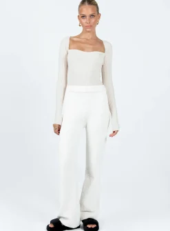 Princess Polly Jannie Pants  Cream Flash Sale