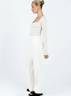 Princess Polly Jannie Pants  Cream Flash Sale