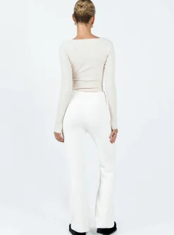 Princess Polly Jannie Pants  Cream Flash Sale