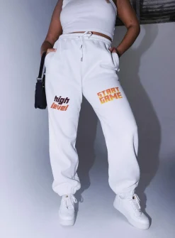 Princess Polly Jasmine Graphic Track Pants  White Store