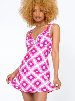 Princess Polly Jaxzen Mini Dress/ White Pink Cheap