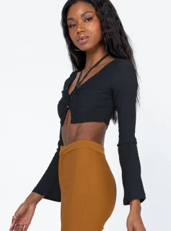 Princess Polly Jaycee Long Sleeve Top Black Hot