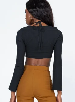 Princess Polly Jaycee Long Sleeve Top Black Hot