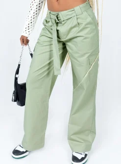 Princess Polly Jayde Pants  Green Cheap