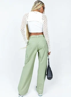 Princess Polly Jayde Pants  Green Cheap