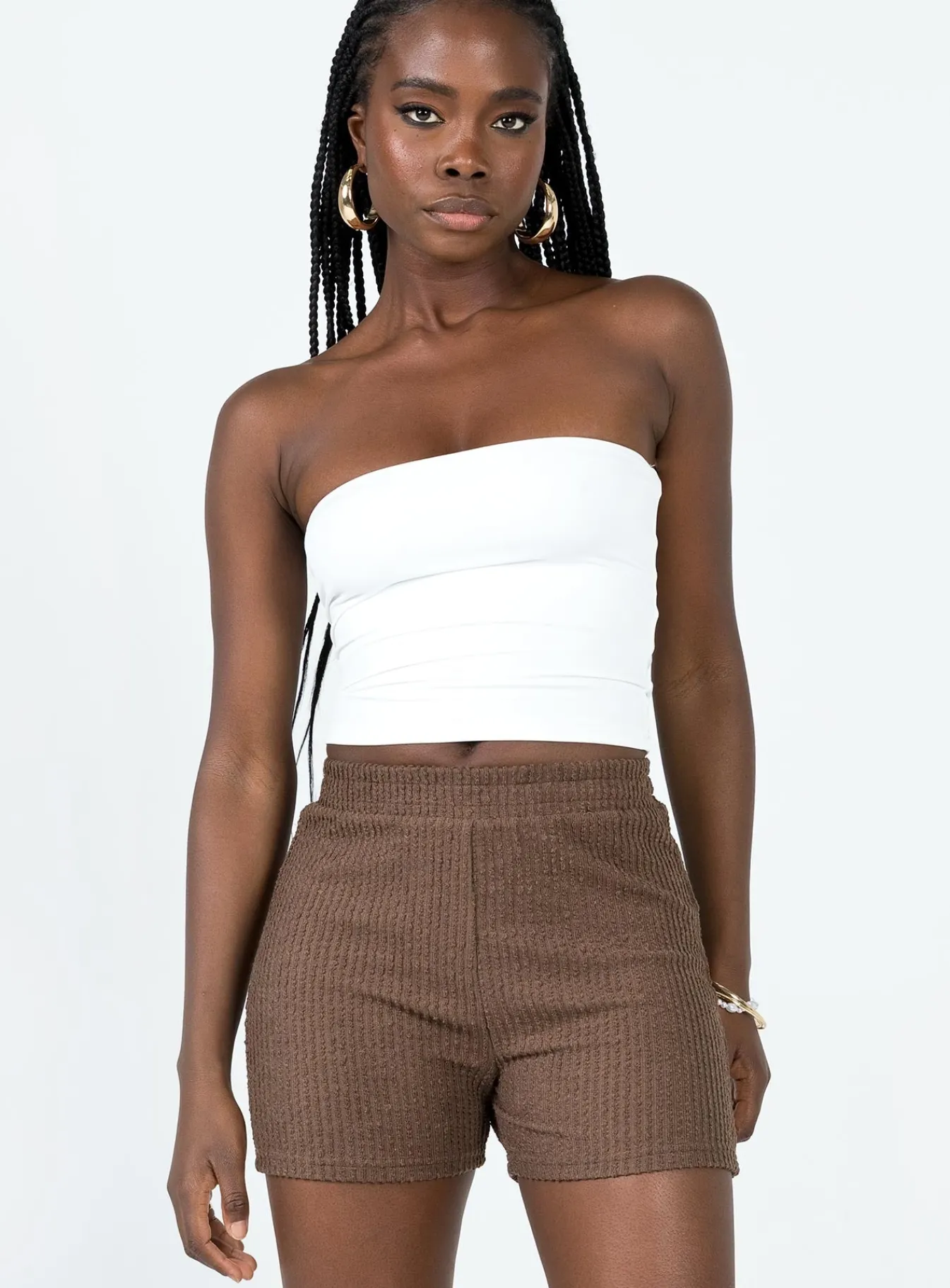 Princess Polly Jaynee Knit Shorts Brown Clearance