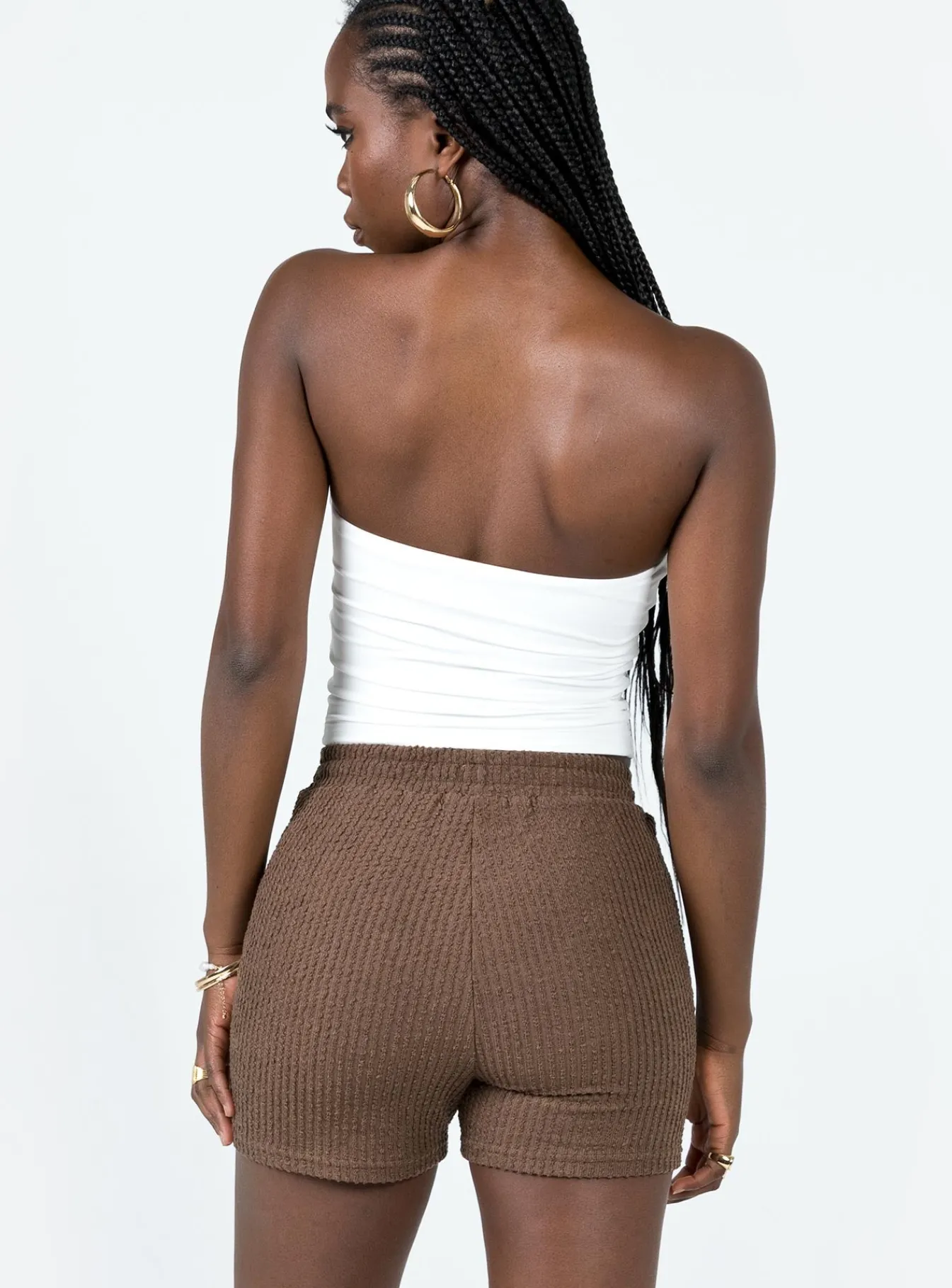 Princess Polly Jaynee Knit Shorts Brown Clearance