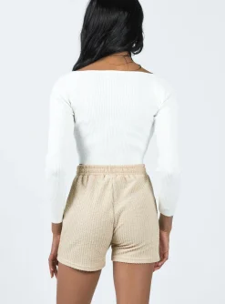 Princess Polly Jaynee Knit Shorts  Beige Store