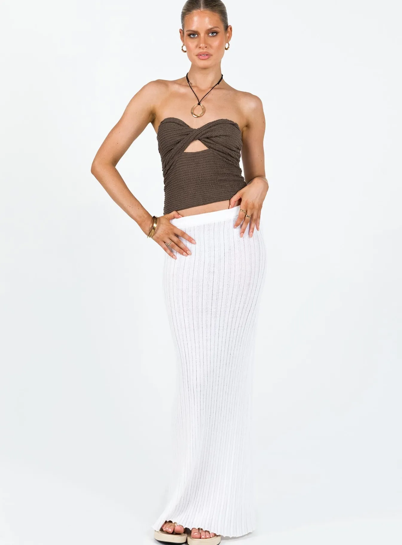 Princess Polly Jaynee Strapless Top Brown Cheap