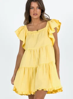 Princess Polly Jayson Mini Dress Yellow New
