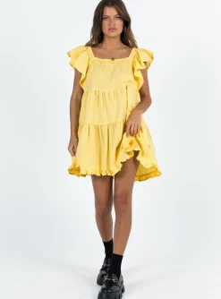 Princess Polly Jayson Mini Dress Yellow New