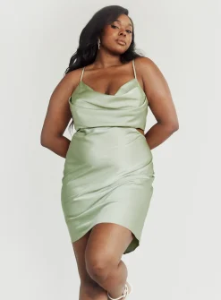 Princess Polly Jemma Mini Dress Sage Curve Green Best