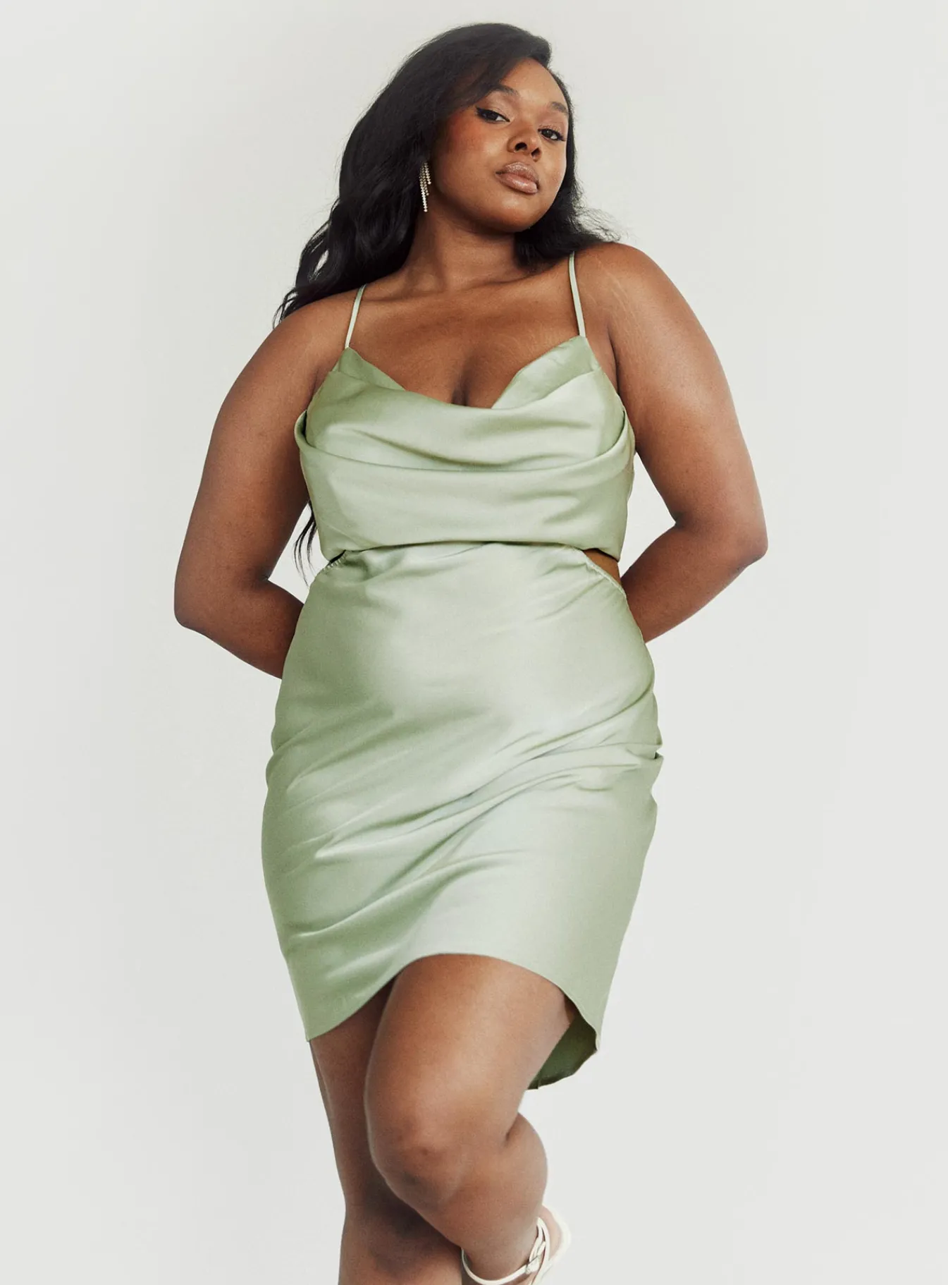 Princess Polly Jemma Mini Dress Sage Curve Green Best