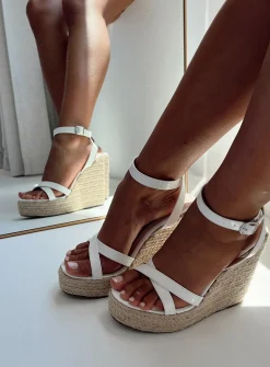 Princess Polly Jesper Espadrille Wedged Heelscroc   White Discount