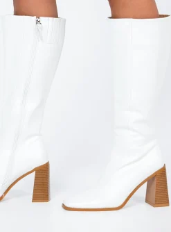 Princess Polly Jessa Boots Mattepu   White Best