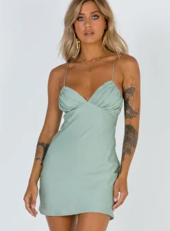 Princess Polly Jessa Mini Dress Sage Flash Sale