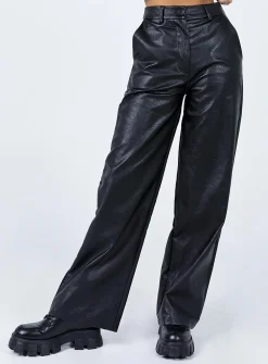 Princess Polly Jessie Pu Pants  Black Clearance
