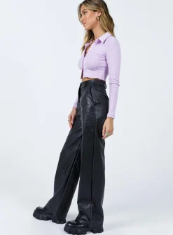 Princess Polly Jessie Pu Pants  Black Clearance