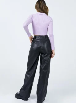 Princess Polly Jessie Pu Pants  Black Clearance