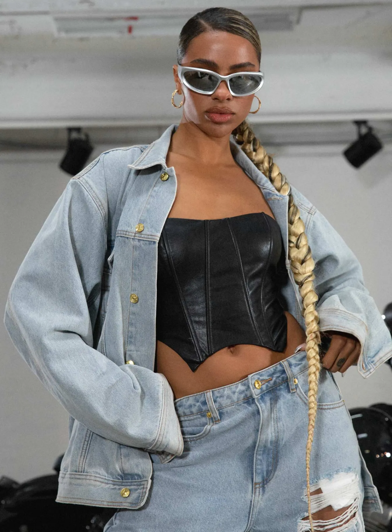Princess Polly Jgr &Amp; Stn Coyote Denim Jacket Vintage Indigo Best