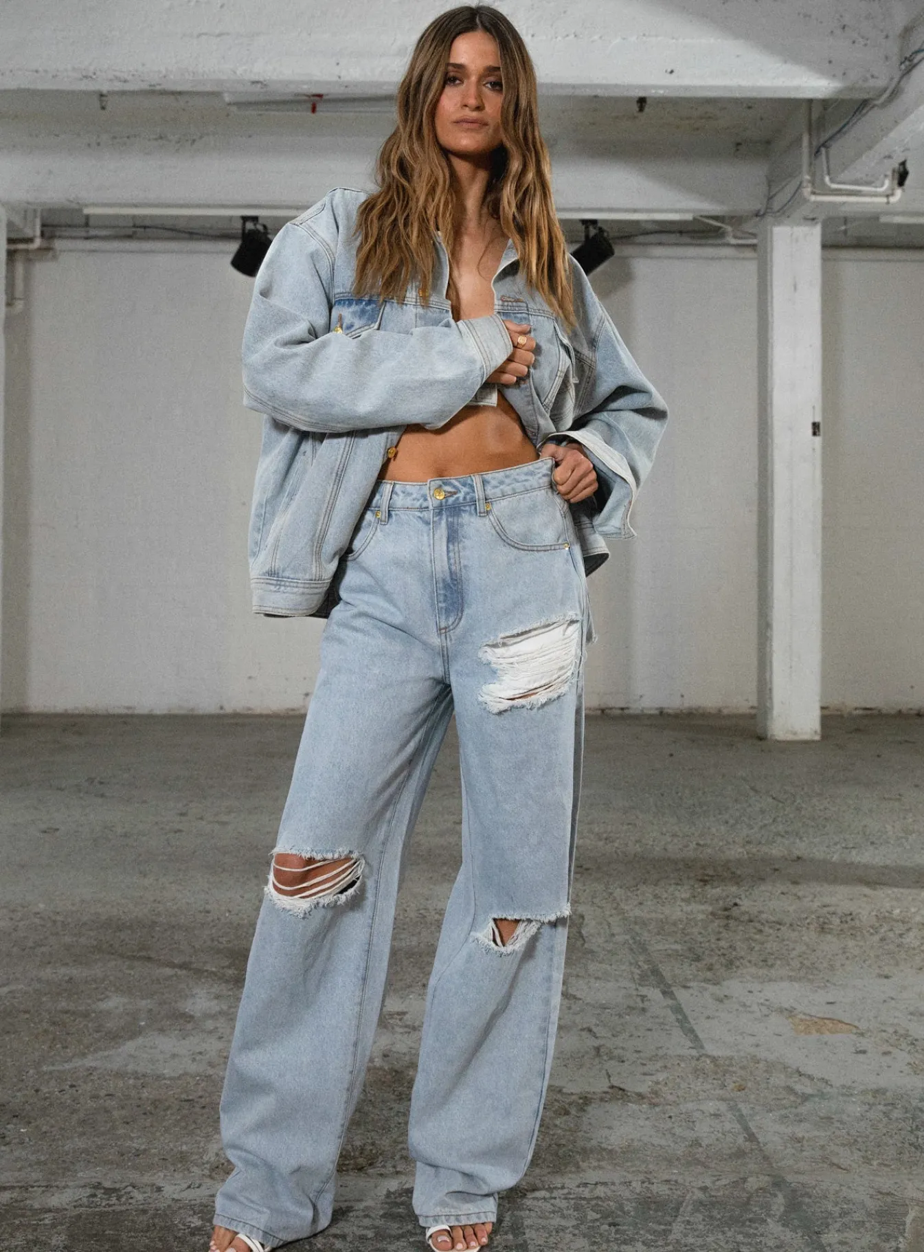 Princess Polly Jgr &Amp; Stn Coyote Denim Jacket Vintage Indigo Best