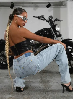 Princess Polly Jgr &Amp; Stn Coyote Wide Leg Jean Vintage Indigo Discount