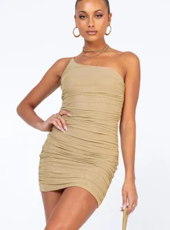 Princess Polly Jocasta Mini Dress  Beige Cheap