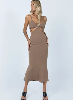 Princess Polly Jocelyn Cut Out Midi Dress  Brown Sale