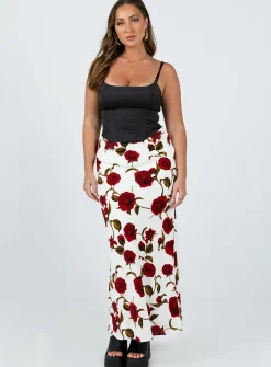 Princess Polly Jodie Maxi Skirt  White Floral New