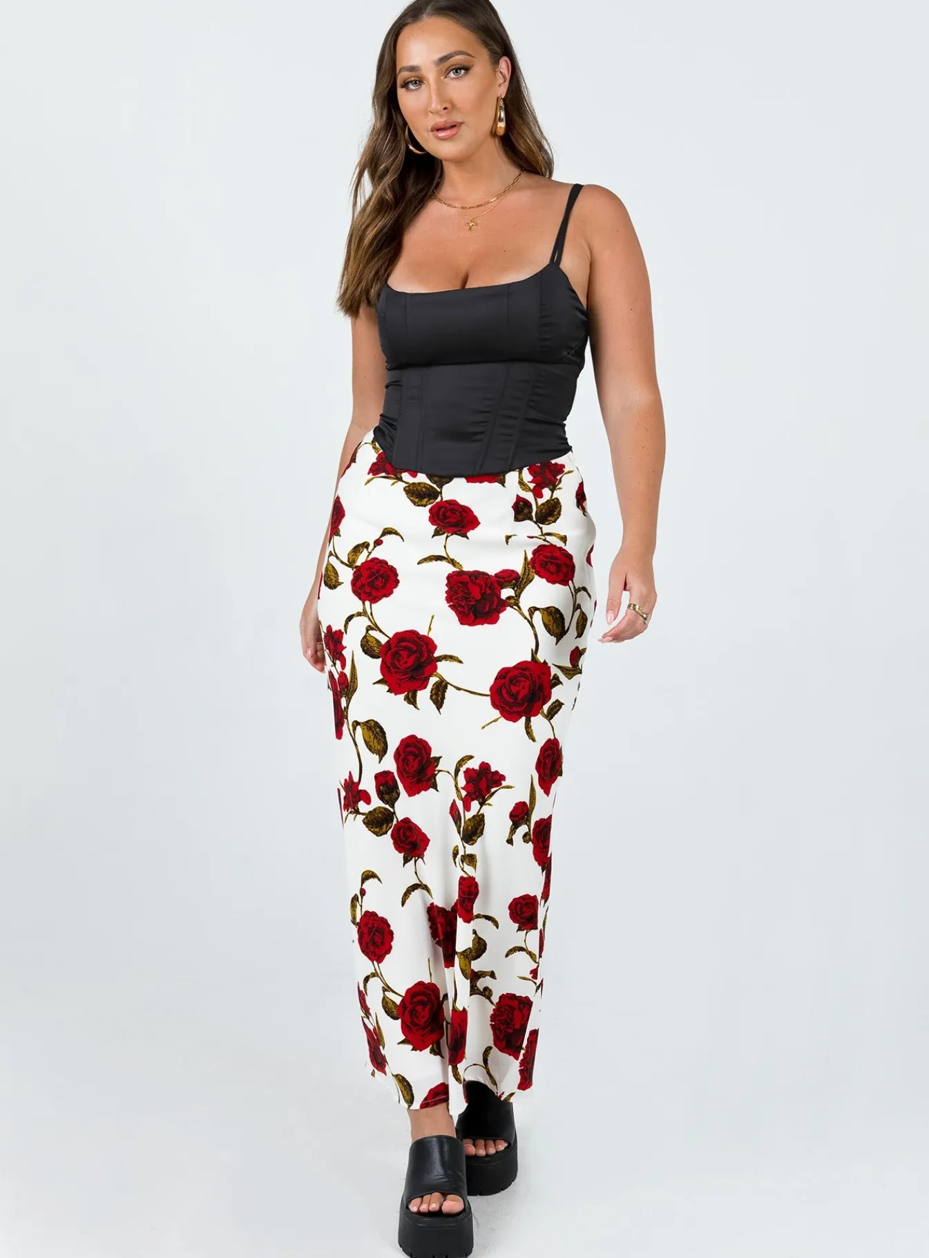 Princess Polly Jodie Maxi Skirt White Floral New